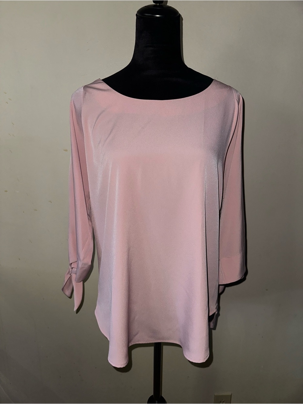 Pleione Light Pink Boatneck Cut Out Shoulder Tie-Sleeve Blouse 💓